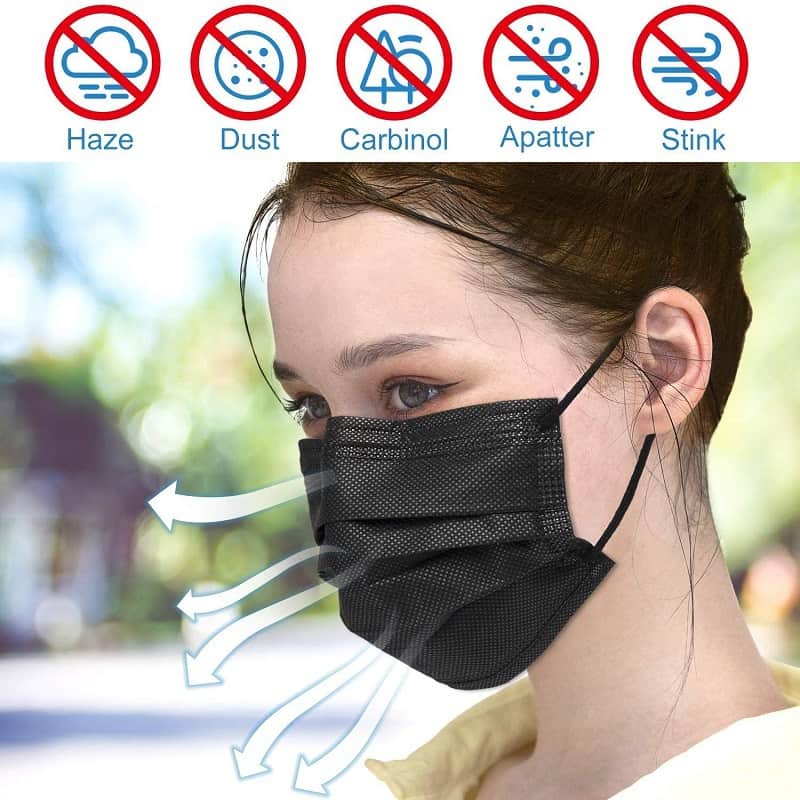 SUDILO Black Disposable Face Mask