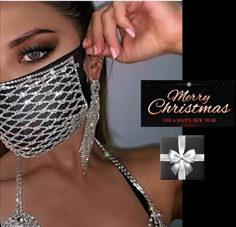 WeixiDesigns Rhinestone Face Mask