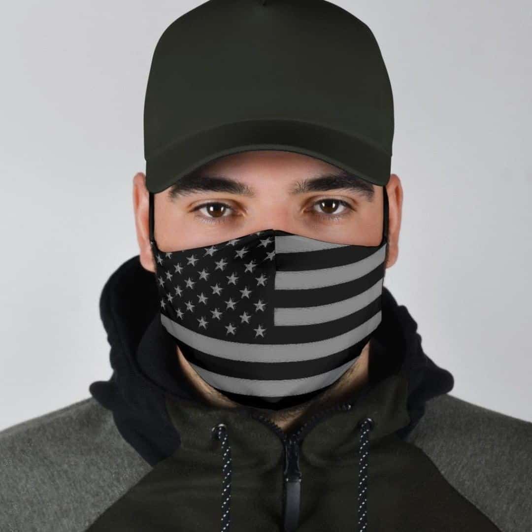 What does a black and gray American flag mask mean 2