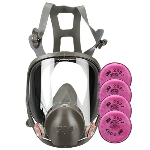 3M Full Face Respirator 6800 with P100 filters for mold remediation