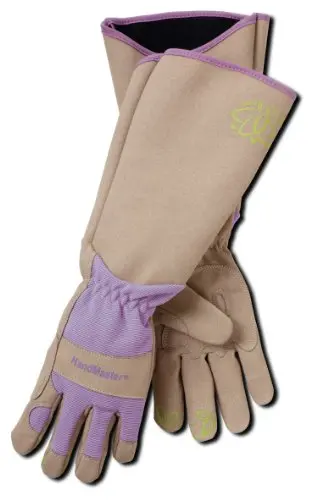 MAGID brown and purple rose pruning gloves with knuckle guard