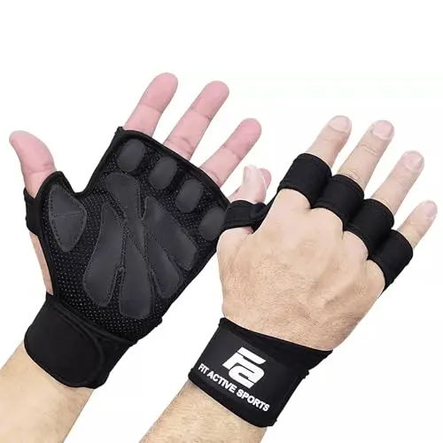 Fit Active Sports ventilated weight lifting gloves with wrist wraps