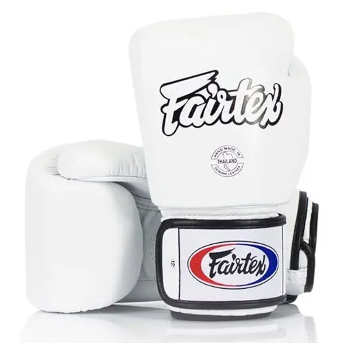 Fairtex BGV1 Muay Thai boxing gloves in white