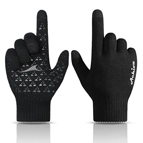 Achiou knit touchscreen gloves with anti-slip palm