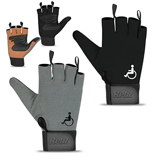 Rebz wheelchair gloves with full thumb coverage and stretch material