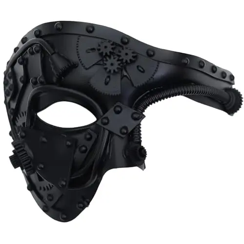 Ubauta steampunk cyborg masquerade mask with metallic finish