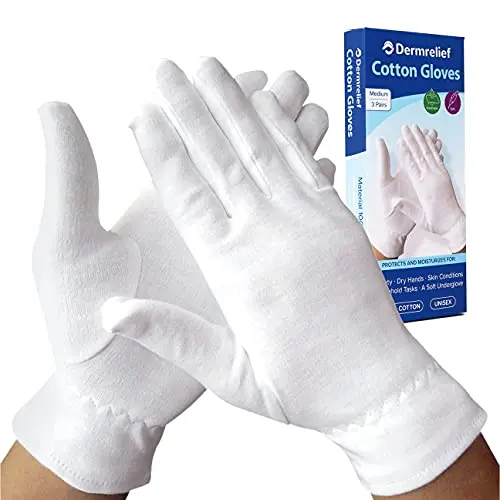 Dermrelief organic cotton gloves for dermatitis and psoriasis