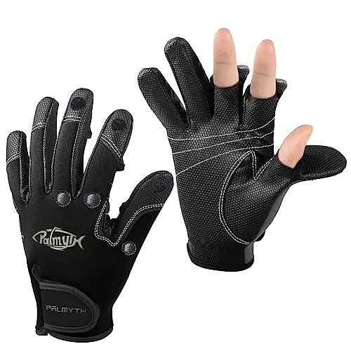 Palmyth neoprene fishing gloves with convertible finger design