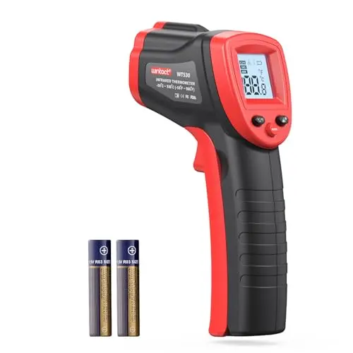 Wintact infrared thermometer in red and gray