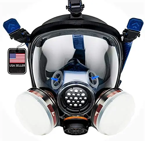 PT-100 full face respirator with dome-shaped lens and voice amplifier