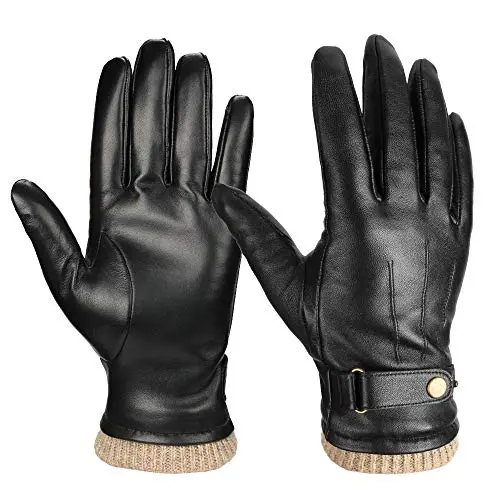 OZERO men's winter gloves made from Italian Nappa leather with wool lining