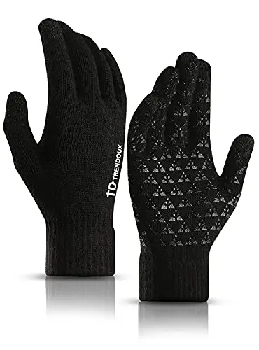 TRENDOUX knit gloves with triangle silicone anti-slip palm