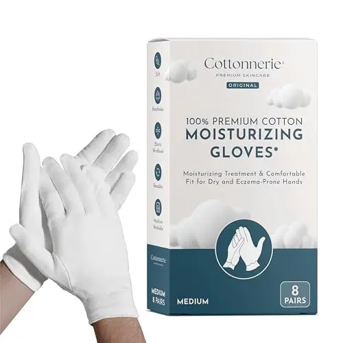 COTTONNERIE reusable cotton moisturizing gloves for overnight hand treatment