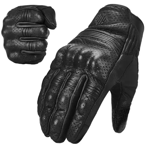 ILM goatskin leather motorcycle gloves with hard shell knuckle protection