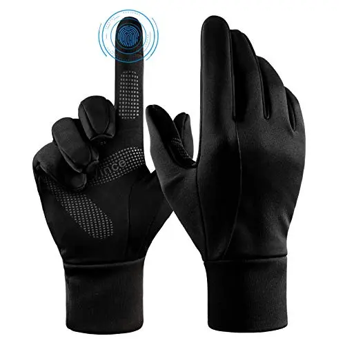 FanVince black thermal gloves with touchscreen fingertips and anti-slip palm