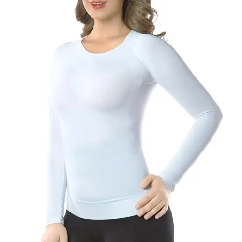 +MD women's long sleeve compression undershirt in white