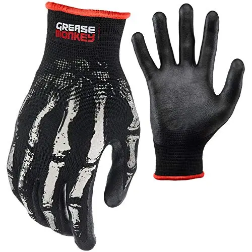 Grease Monkey Bone Series black foam nitrile mechanic gloves