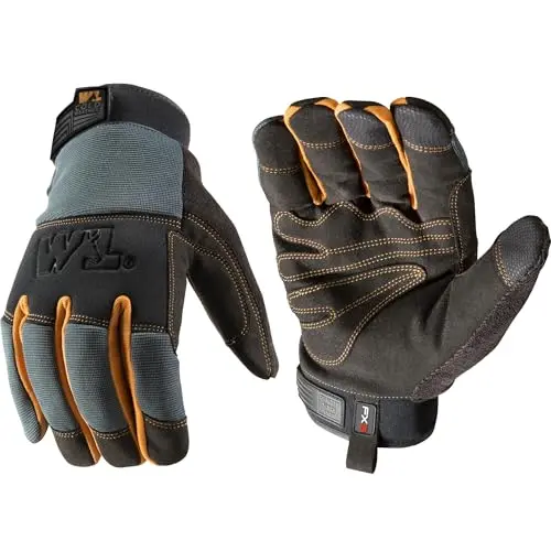 Wells Lamont FX3 gray winter work gloves with synthetic leather palm