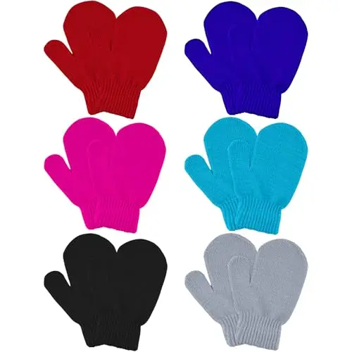 MENOLY stretchy toddler knit mittens in six color options