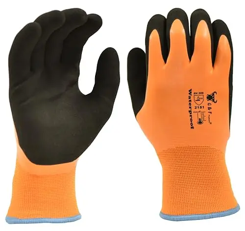G & F Products waterproof winter gloves with HPT palm coating
