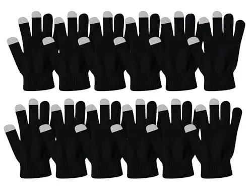 Winter Magic stretchy knit gloves in a 12-pair bulk pack