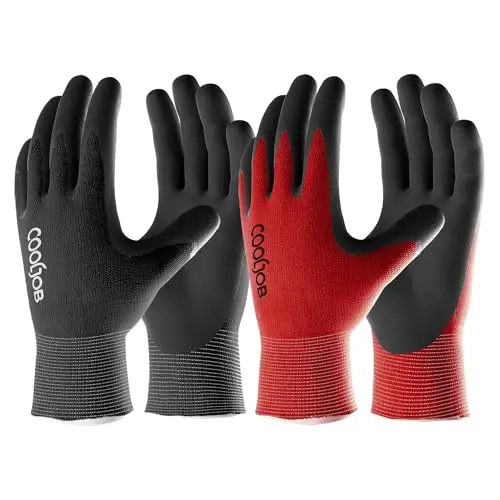 COOLJOB men's gardening gloves in black and red colors