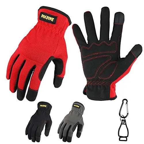 DULFINE red work gloves with padded knuckles and palm for roofing