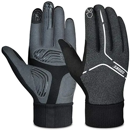 Souke grey cycling gloves with padded palms and reflective elements