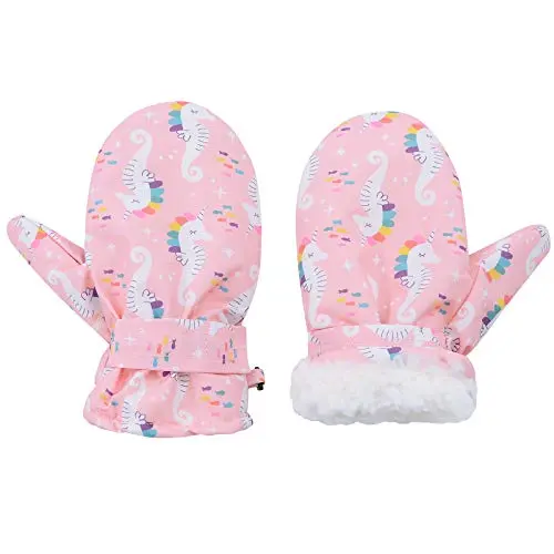 American Trends fleece-lined toddler mittens with seahorse design