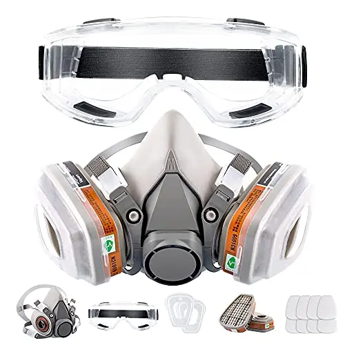 RBLCXG half face cover gas mask with safety goggles
