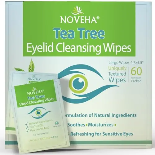 NOVEHA Tea Tree Oil Eyelid Wipes for blepharitis relief