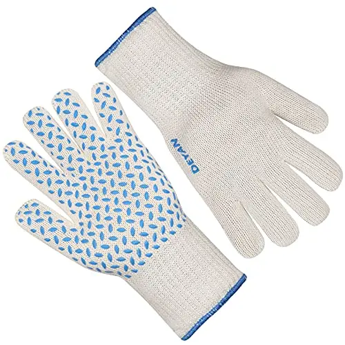 DEYAN white oven gloves with silicone non-slip dots