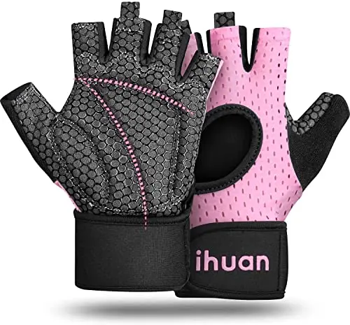 IHUAN breathable weight lifting gloves with enhanced grip and wrist support