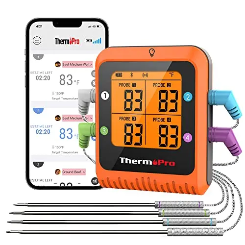 ThermoPro Bluetooth meat thermometer with four color-coded probes