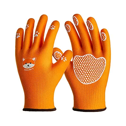 COOLJOB toddler gardening gloves with animal paw grip dots