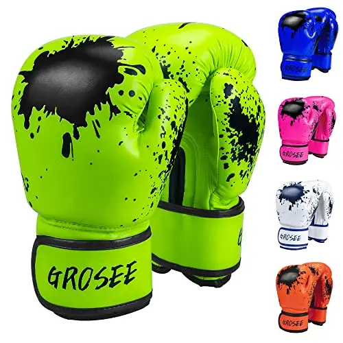 Grosee kids boxing gloves with multiple size options and breathable air holes
