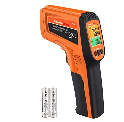 ThermoPro TP450 orange infrared thermometer with dual laser pointers
