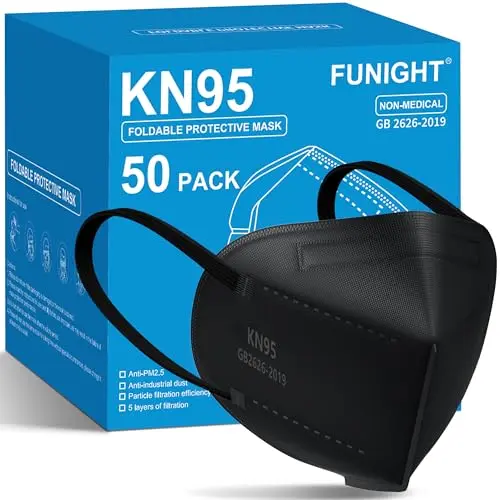 Funight KN95 black disposable face masks