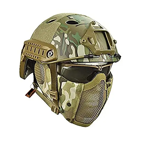 MH Tactical fast helmet combined with foldable mask and goggles for paintball