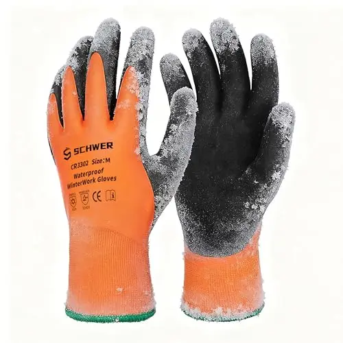 SCHWER FreezeGuard winter work gloves with orange high-vis color