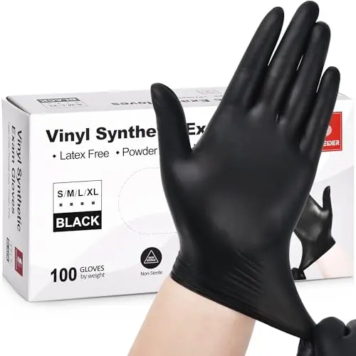Schneider black vinyl disposable gloves for cooking and food preparation