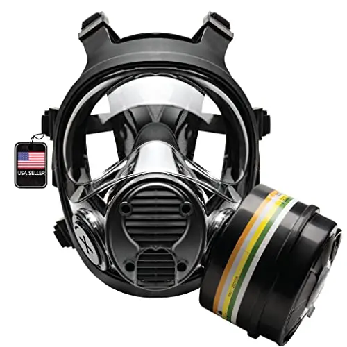 NB-100 tactical gas mask with dual 40mm NATO ports and mesh harness