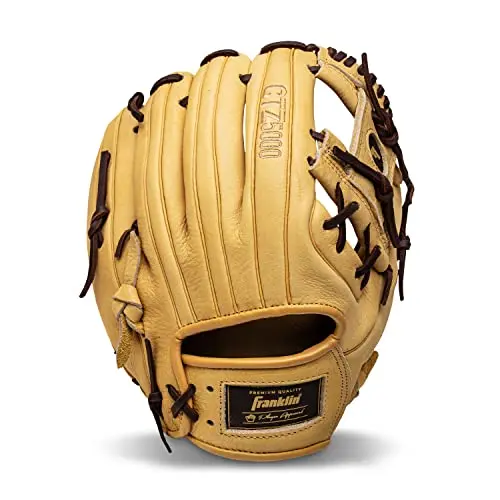 Franklin Sports CTZ5000 baseball glove in camel and brown colors showing I-web design