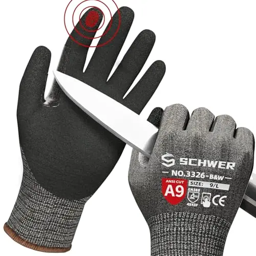 SCHWER cut-resistant work gloves in black color