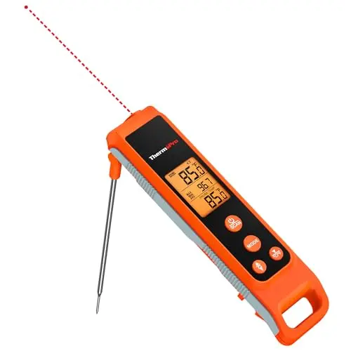 ThermoPro TP420 infrared thermometer with foldable meat probe