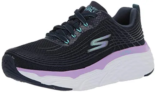 Skechers Women's Max Cushioning Elite nurse shoes in navy and lavender