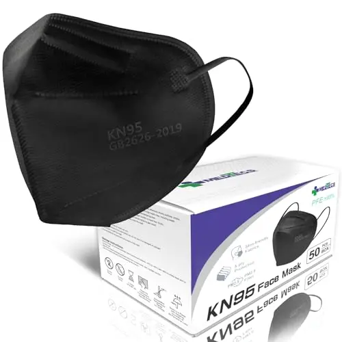 Medtecs KN95 black face masks with mask extender