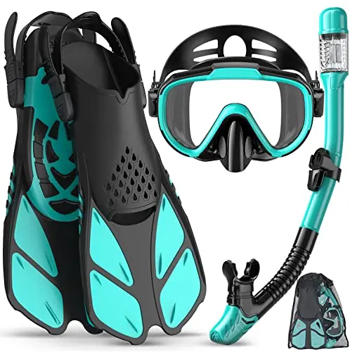 Ubekezele snorkeling set with mask, snorkel, fins, and travel bag