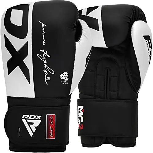 RDX Maya Hide boxing gloves in blue and black