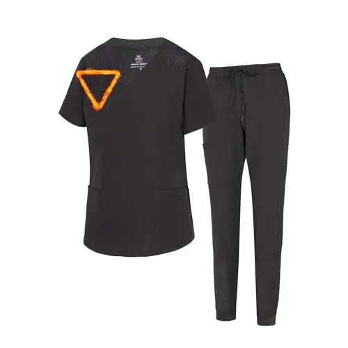 M&M SCRUBS women's jogger scrub set with air-flow panels